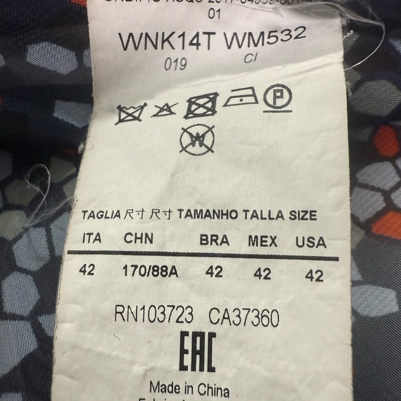 Emporio Armani Geometric Silk Blouse Black/Red Sz 42 / US 6 - Picture 4 of 12